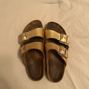 gold birkenstocks